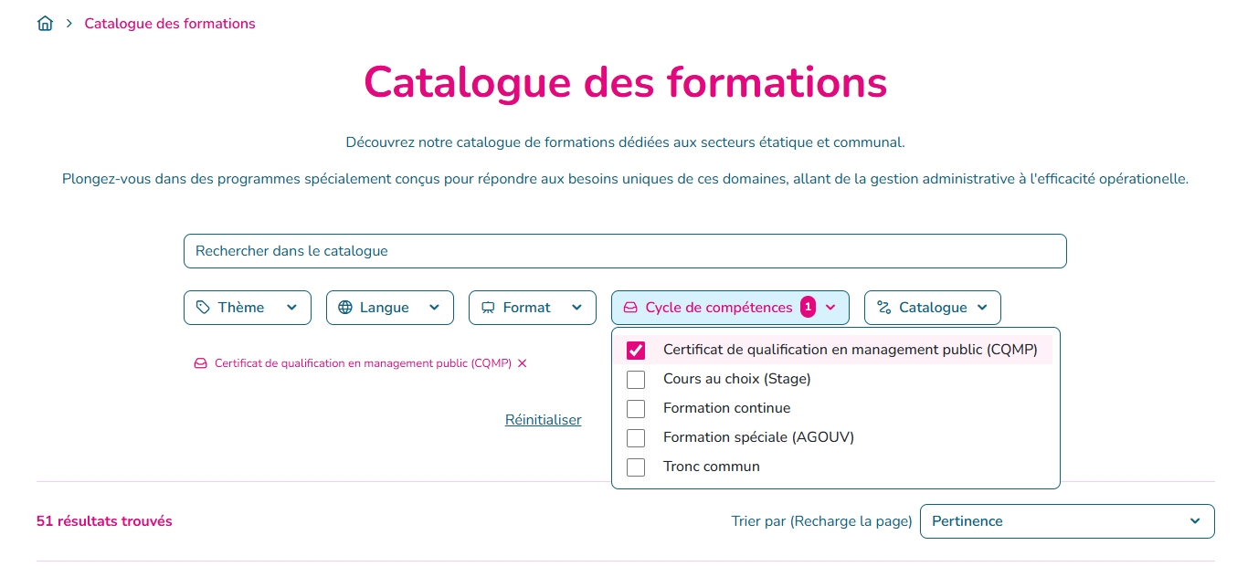 Rechercher formations CQMP